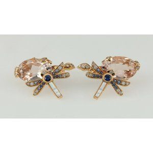 Dior 18k Rose Gold Gourmande Pastel Dragonfly Earrings w/ Box and Papers